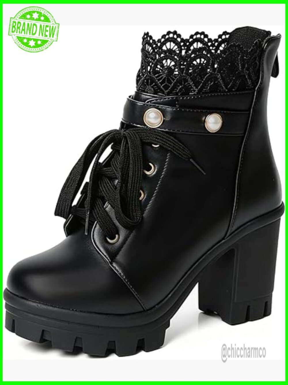 Platform Combat Boots Chunky Heel Ankle Booties Lace Up Gothic Shoes